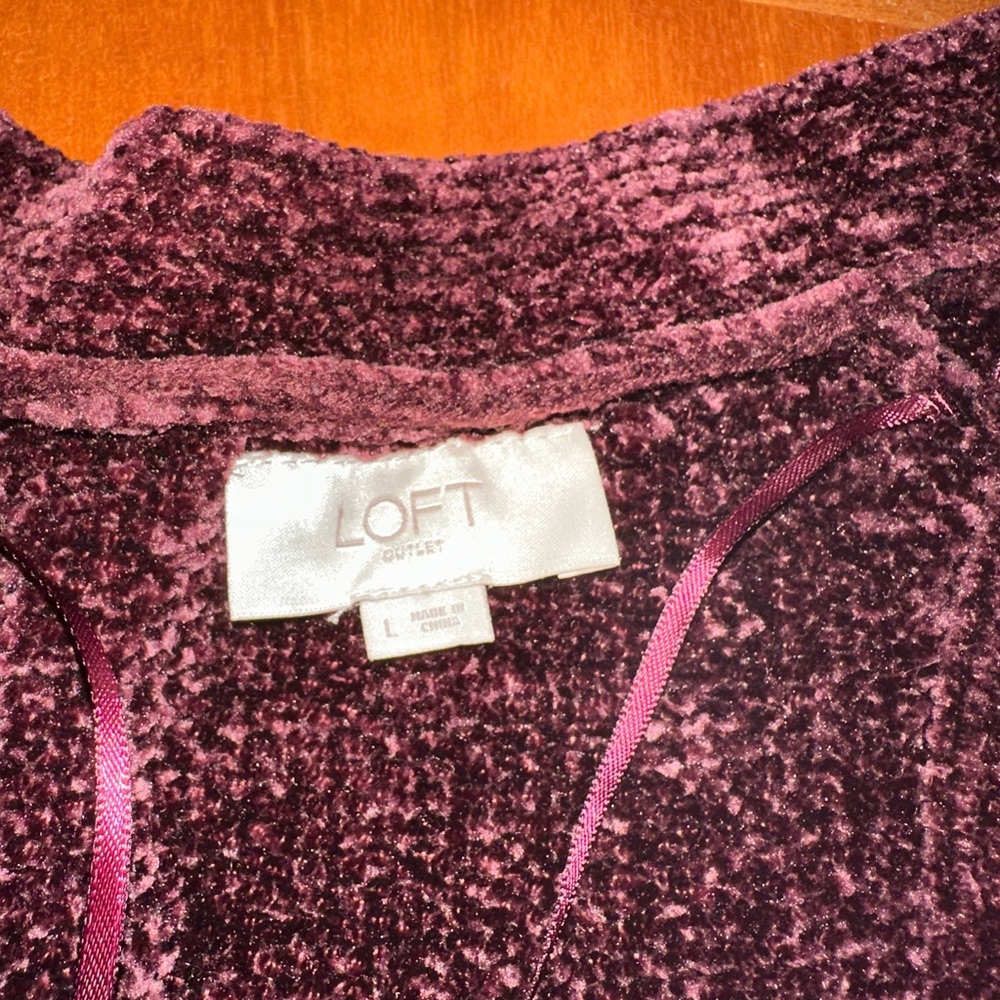 LOFT Chenille Cardigan - Deep Burgundy Large - Picture 2 of 3